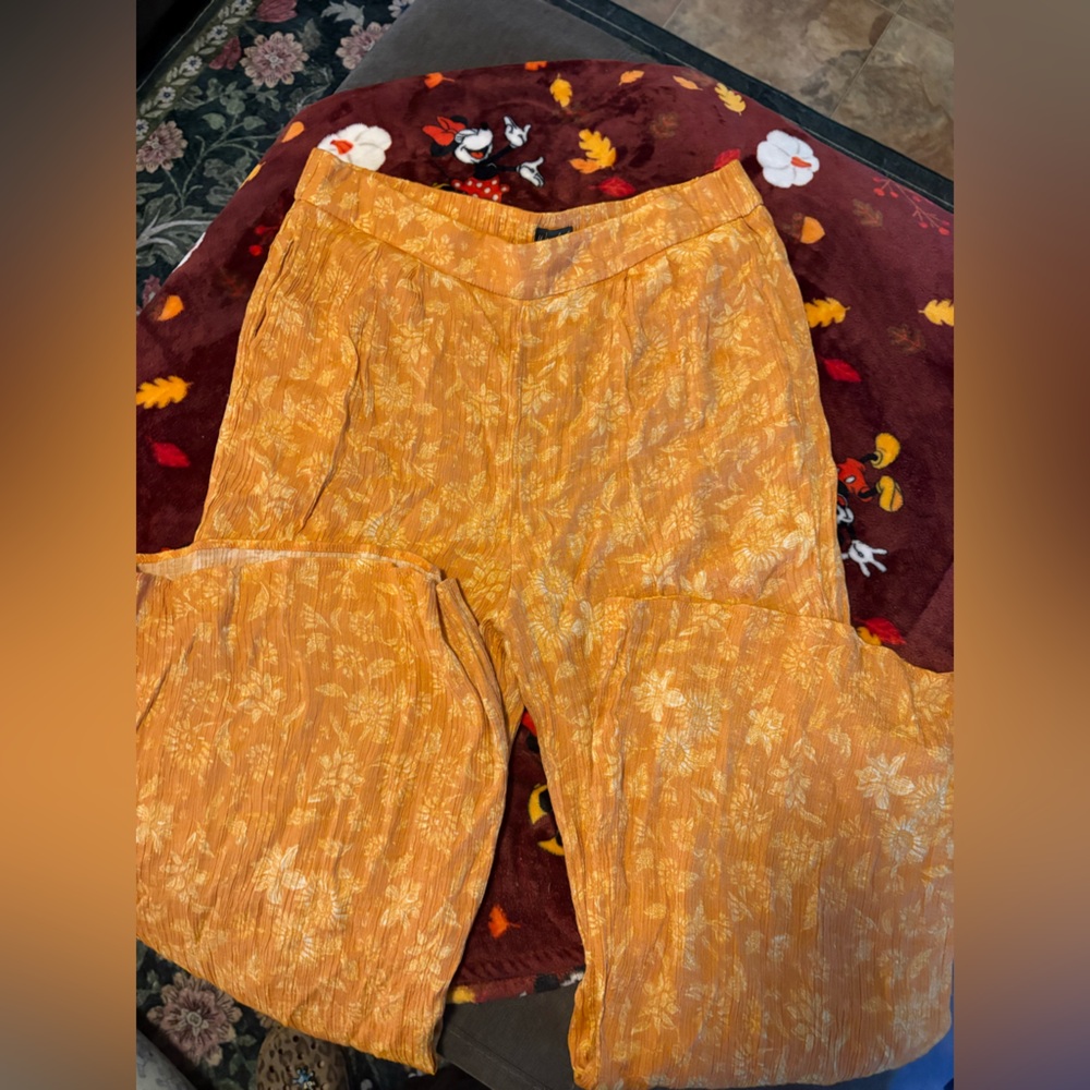Wonderly Orange Floral Wide Leg Pants